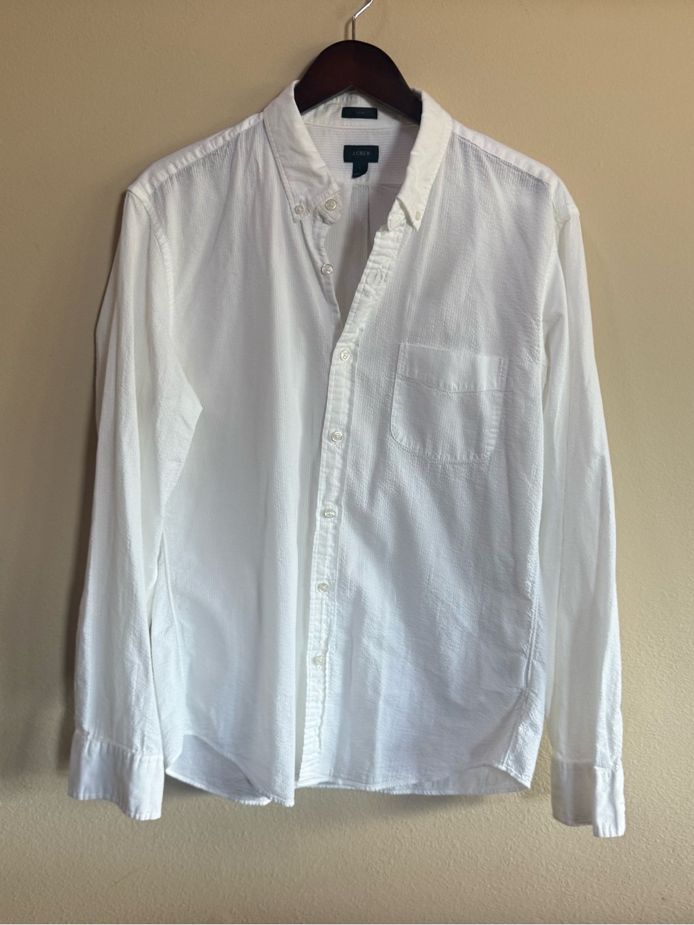 J. Crew White Casual Button-Down Shirt